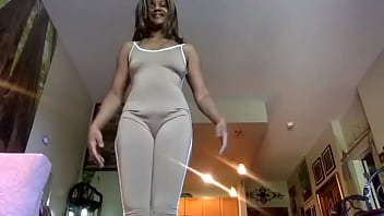 Preview 4 of Granny Gets A Load - Jumping Jacks in Tan Bodysuit with Ginger MoistHer - Lay Down Comedy!  Subscribe.  Thank you!