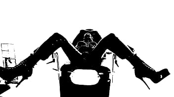 Preview 1 of Private Com School - Latex Catsuit,  Rubber Gimp,  Leather Sex - Medical Chair.Black and White.11DeadFace