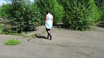 Preview 1 of Ayoma Anime - A chubby milf in stockings loves to strip in public or go panties-free outdoors. Foot fetish and exhibitionism.