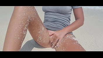 Preview 3 of Stepmom Wanz - Sexy blonde masturbates by the sea. Hot ass in sand
