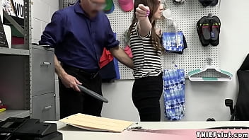 Preview 1 of Real H2 - Cute brunette shoplifter fucked by a cop