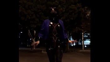 Preview 3 of Brazzes Hot Freind Wife Sex Com - Walk on street with electric shock in latex