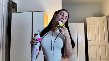 Preview 1 of Curious Straight Guy And Tranny - She Teased Me With a Banana and Whipped Cream... Then Took My Cock Like a Slut