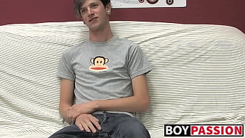 Preview 2 of Sleep Clothing - Adorable gay guy Danny jerks off his dick on couch solo