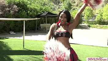Preview 1 of Indain Blu Movie - Ebony cheerleader banged by white coach