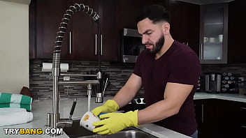 Preview 1 of Public Top - Peter Green Washes Latina Gabriela Lopez&#039_ Big Tits Before Fucking Her Right On The Kitchen Floor