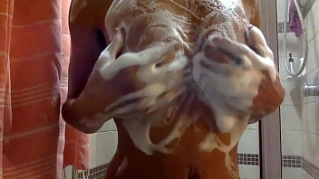Preview 3 of Lesbian Xx Vedeos - Ginger MoistHer Soapy Wet Nipples Tits closeup belly