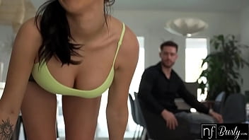 Preview 2 of Rep Vifiyo - Busty Brunette MJ Fresh Seduces Busy BF for Sensual BJ and Fuck - S12:E12