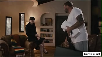 Preview 1 of Dog And House Girl Sex Vidio - TS Natalie enjoys the way Masseuse fucks
