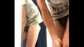 Preview 1 of Gabon Xxx - Dare: In a fitting room trying on bathers,  cumshot on mirror and licking cum.