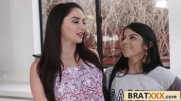Preview 1 of Oof Aunty Sex - Seductive Stepmom and Petite Stepsister Try to Convince Lucky Dude Not to Join the Navy