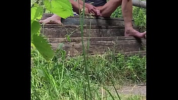 Preview 3 of Boys Hands - Dared to get naked and piss in a public park. Nearly got caught _-)