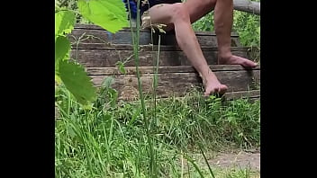 Preview 1 of Boys Hands - Dared to get naked and piss in a public park. Nearly got caught _-)