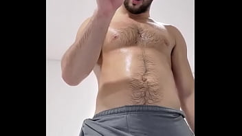 Preview 4 of Shit Farts - Fit straight man in gray joggers sweatpants - hot workout