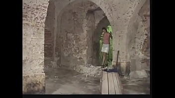 Preview 1 of 1 Hour Movies - Slutty bitch sloppily blows two men in a grotto