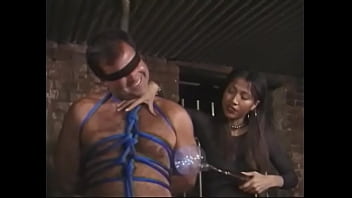 Preview 4 of Check 29 - Lusty asian dom Simka uses electricity and whips on sub white guy