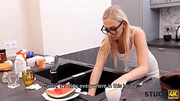 Preview 1 of Wwwcom 3 Xxx - STUCK4K. Sexy blondes hand was stuck in the drain so the stud helped