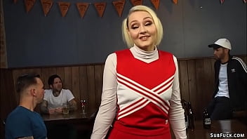Preview 1 of Fucking In Teens Shool - Blonde cheerleader anal gang bang sex