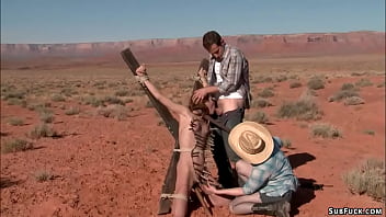 Preview 4 of Indira Sex Giles Ap - Bound slut in a desert anal fucked