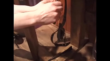 Preview 3 of Miling Pussy - Redheaded mistress Nya pulls weights attached to bondaged dude&#039_s balls