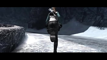 Preview 4 of Eveline Neill Footjob - Lara Croft - this is Britain&#039_s Ass