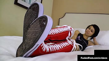 Preview 1 of Ebony Feet And Squirt - Smelly Sneakers? Hot Little Bailey Paige Gets Cum On Her Cute Feet!