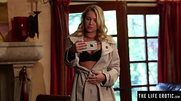 Preview 1 of Sunny R Dog - Cute blonde in sexy lingerie takes selfies while she masturbates