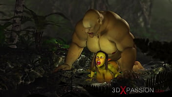 Preview 2 of Phat Sister - Green monster Ogre fucks hard a horny female goblin Arwen in the enchanted forest