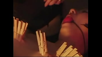 Preview 2 of Buns For Hire - BDSM bitch drips hot wax on petite bondaged asian with red ball in mouth