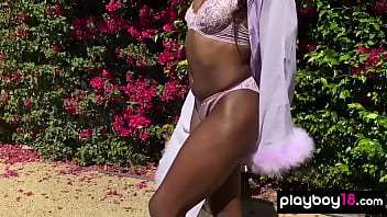 Preview 1 of Anemia Wwwxxxi - Bombastic ebony beauty Ana Foxxx fingering her hairy pussy in the pool