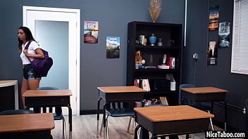 Preview 1 of Black Mail Xxx Hindi - Crazy teacher stepdad fucks hard sexy stepdaughter Kiarra Kai in his office