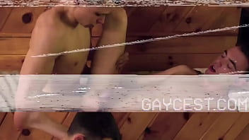 Preview 4 of Stranger Helps Me Cum On Bus - Gaycest - two cute twink boys caught fucking bareback by hairy daddy