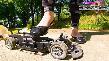Preview 2 of Busty Teen Sister Forced Fucked - Kati&acute_s DTM racing car Auto crushes Trampling Trample crushing barefoot ballerinas Crush