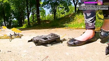 Preview 3 of Busty Teen Sister Forced Fucked - Kati&acute_s DTM racing car Auto crushes Trampling Trample crushing barefoot ballerinas Crush