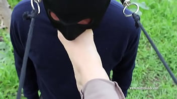 Preview 3 of Mom And Son Masturbasion - Foot Gagging Outdoors