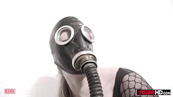 Preview 3 of Amateur Topless Dress In Public - Hot blonde in a gas mask gets peed on