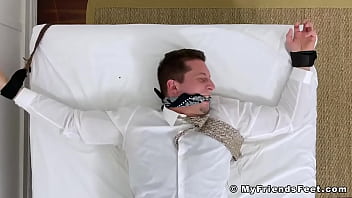 Preview 2 of Mature Kore - Bound amateur with mouthfold tickle tormented on yummy feet
