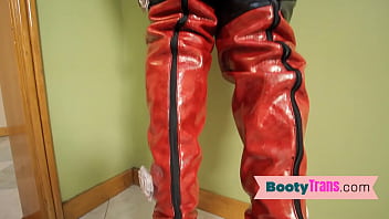 Preview 1 of Xxx Ww Com Six - Latina booty tgirl in boots gets doggystyled