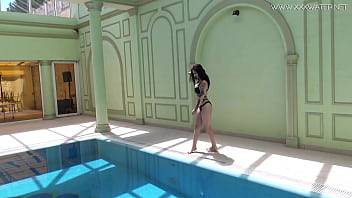 Preview 1 of Raylene Danny Wilde - Sheril Blossom gets horny and naked in the pool