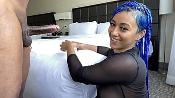 Preview 2 of Nina Elleyi - Sloppy blowjob by Blue hair throatgoat