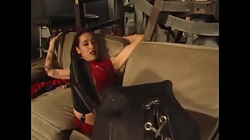 Preview 3 of Malyamal Xxx - Sexy dominatrix in red leather makes a guy do her wishes