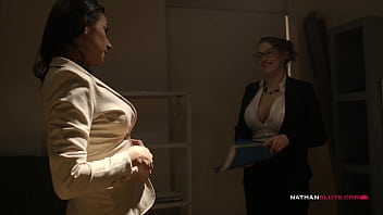 Preview 3 of Aletta Baed Room Xxx - Busty euro babes Martina Gold &amp_ Ema Russo Get Dirty at work and make each other come multiple times