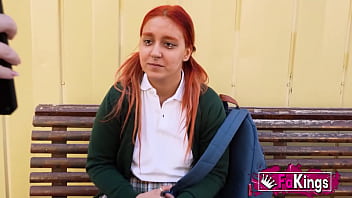 Preview 1 of Redhead Threesome - OLD DUDE Don Jorge teaches an amateur Spanish 18yo teen Natalyy Hott how to play some games _-P