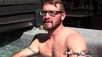 Preview 1 of Indian Aunty Ass Fuck Home Made - Gay with glasses shows balls before masturbating with buddy