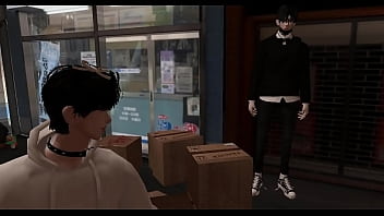 Preview 1 of Pop Mom Son Xxx - Young skinny asian femboy offers his tight and wet pussyass to stranger student in public | 3D Yaoi Porn