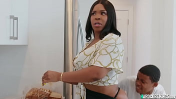 Preview 1 of Bunk Bed Asian - Young guy fucks black bbw stepmom