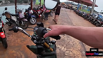 Preview 3 of Mom Mechanical With Black - Amateur teen couple public sex on an island in Thailand