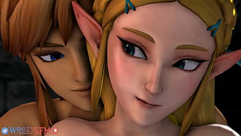 Preview 1 of Sunny Leone Bathroom Scenes - Zelda and Link - Standing Doggystyle Creampie (WoozySFM) [SFM]