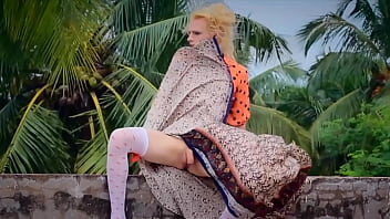 Preview 1 of Drop Men - Trans Chick Cum Hands Free On Rooftop