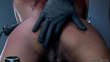 Preview 4 of Bgpz Slammer Assss - Shackled ebony in latex pussy vibed
